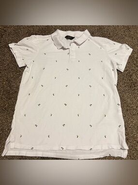 Cotton On White Polo with Palm & Tucan Embroidery